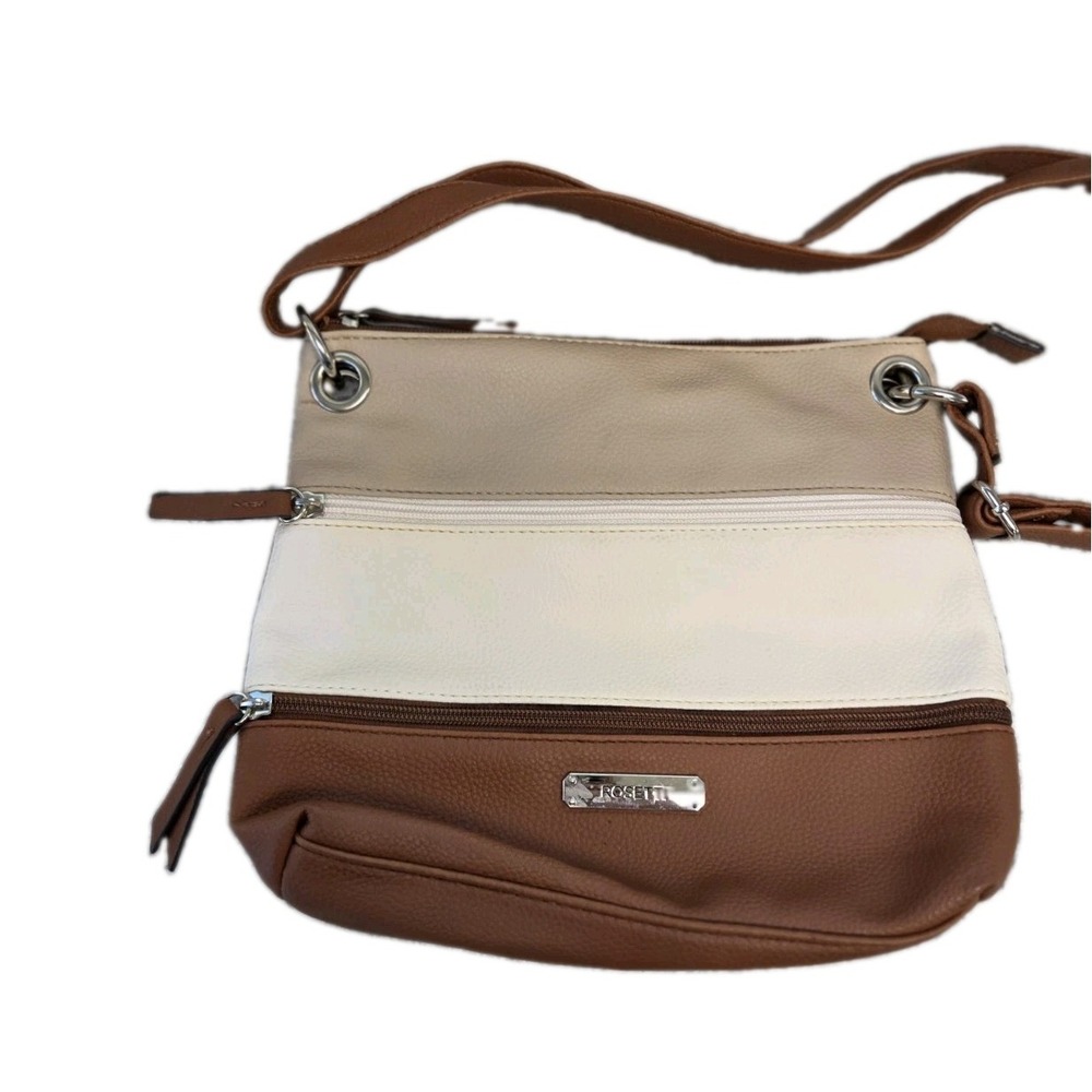 ROSETTI Demi Zips Crossbody Bag Purse in Tan beige Cream Color-Block Style